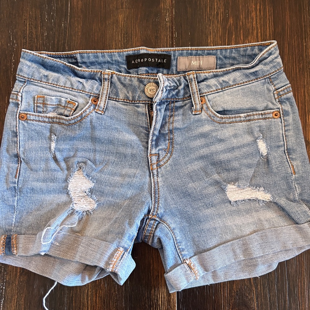 Aeropostale Light Blue Distressed Jean Shorts